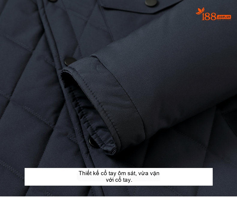 Áo Khoác Cotton Nam Trung Niên Cổ Lông Tơ Tằm Tháo Rời Màu Đen, Xanh Navy, Be chi tiết 19