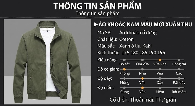Áo Khoác Cotton Nam Trung Niên Cổ Trụ Khóa Kéo Ngắn Tay Màu Nâu chi tiết 5