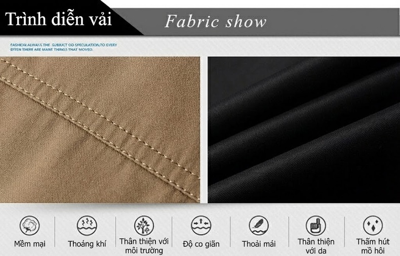 Áo Khoác Cotton Nam Trung Niên Cổ Trụ Khóa Kéo Ngắn Tay Màu Nâu chi tiết 4