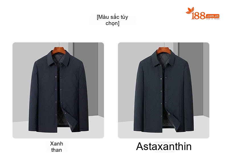 Áo Khoác Cotton Nam Trung Niên Họa Tiết Ô Vuông Nhẹ Mỏng Phong Cách Công Sở Màu Xanh Đen chi tiết 4