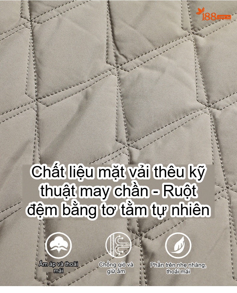 Áo Khoác Cotton Tơ Tằm Chần Bông Có Mũ Trùm Đầu Phong Cách Casual Màu Be, Đen chi tiết 7