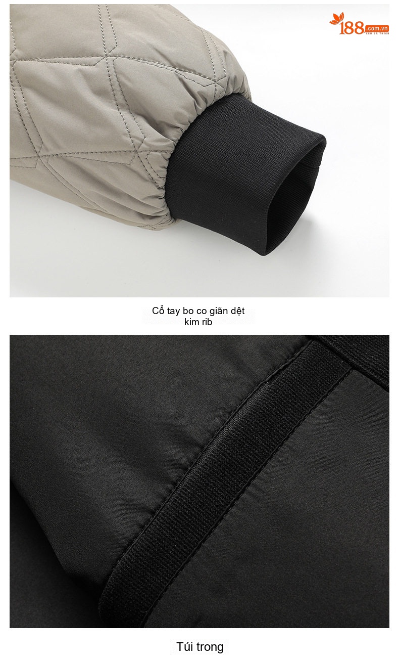 Áo Khoác Cotton Tơ Tằm Chần Bông Có Mũ Trùm Đầu Phong Cách Casual Màu Be, Đen chi tiết 17