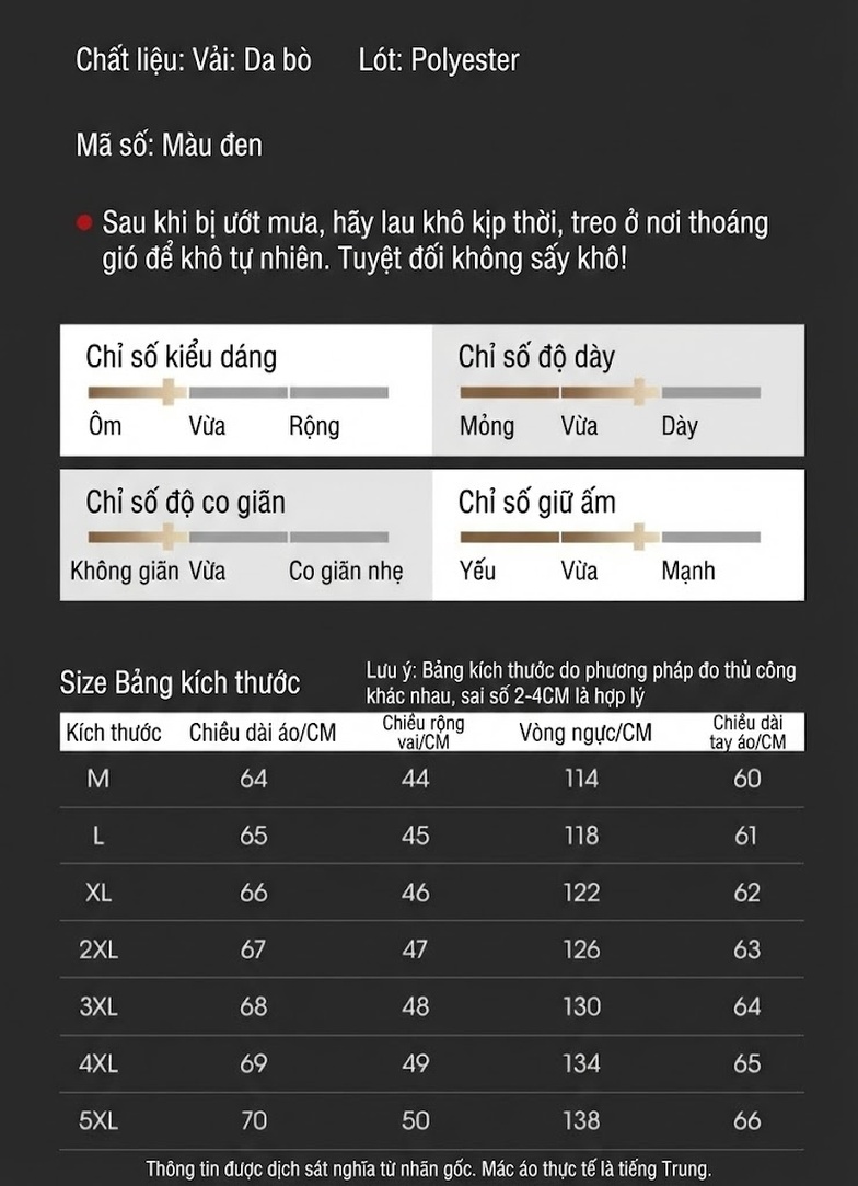 Áo Khoác Da Bò Nam Dáng Bomber Có Mũ Trùm Đầu Lót Lông Vũ Tháo Rời Màu Đen chi tiết 3