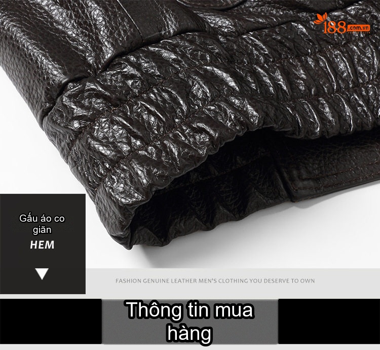 Áo Khoác Da Bò Nam Dáng Ngắn Cổ Bẻ Kiểu Business Casual Màu Nâu chi tiết 14