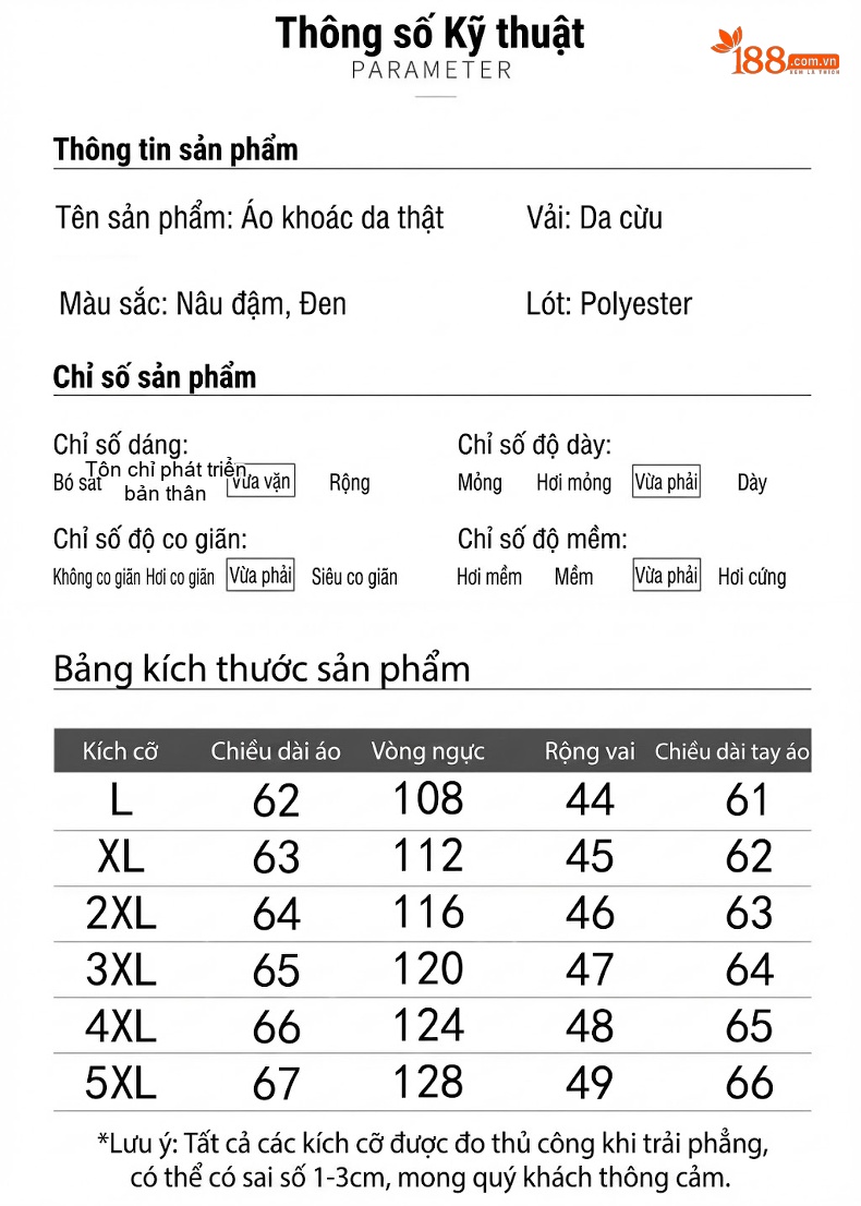 Áo Khoác Da Cừu Nam Cổ Bẻ Lật Hàng Thu Đông 2024 Phong Cách Doanh Nhân Trung Niên Màu Đen chi tiết 4