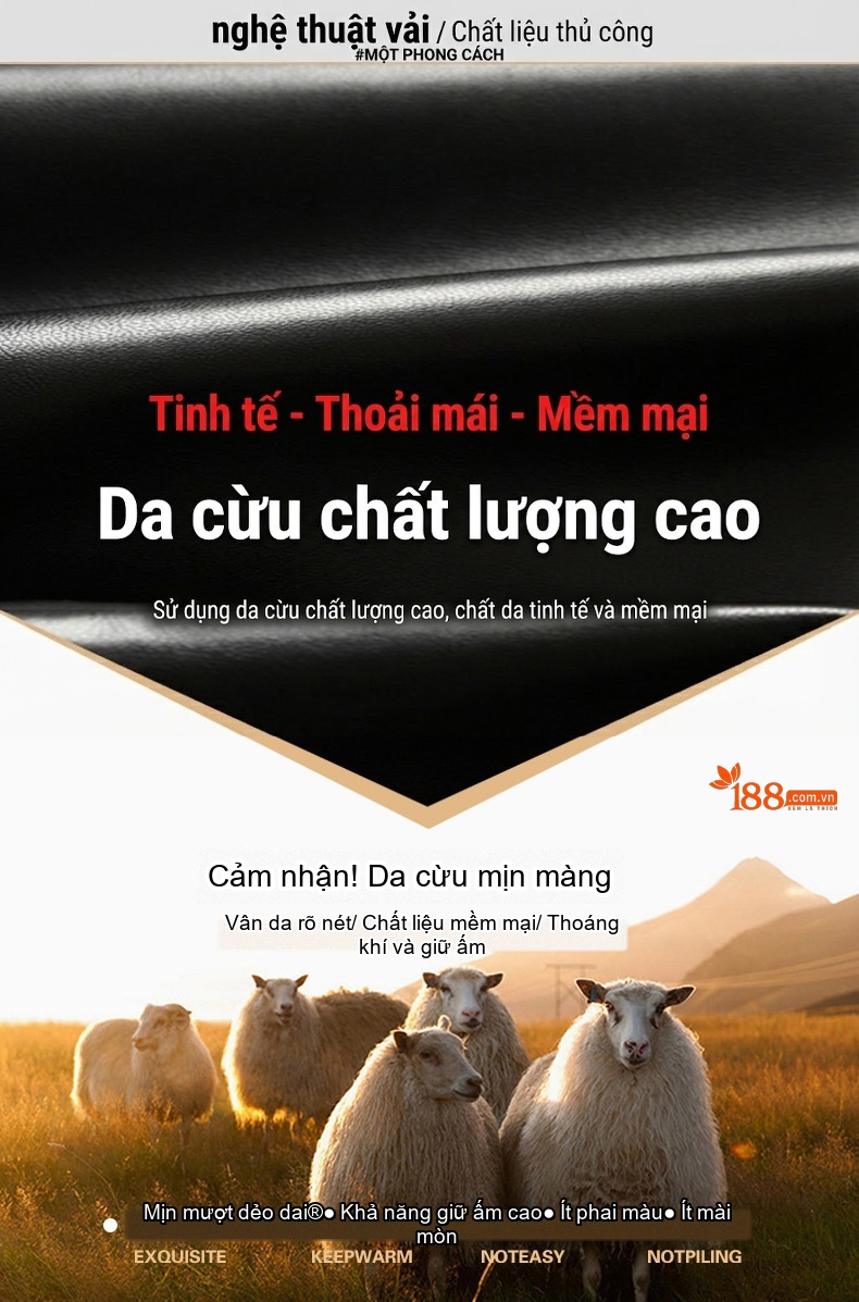 Áo Khoác Da Cừu Nam Cổ Trụ Khóa Kéo Phong Cách Business Casual Màu Đen chi tiết 1