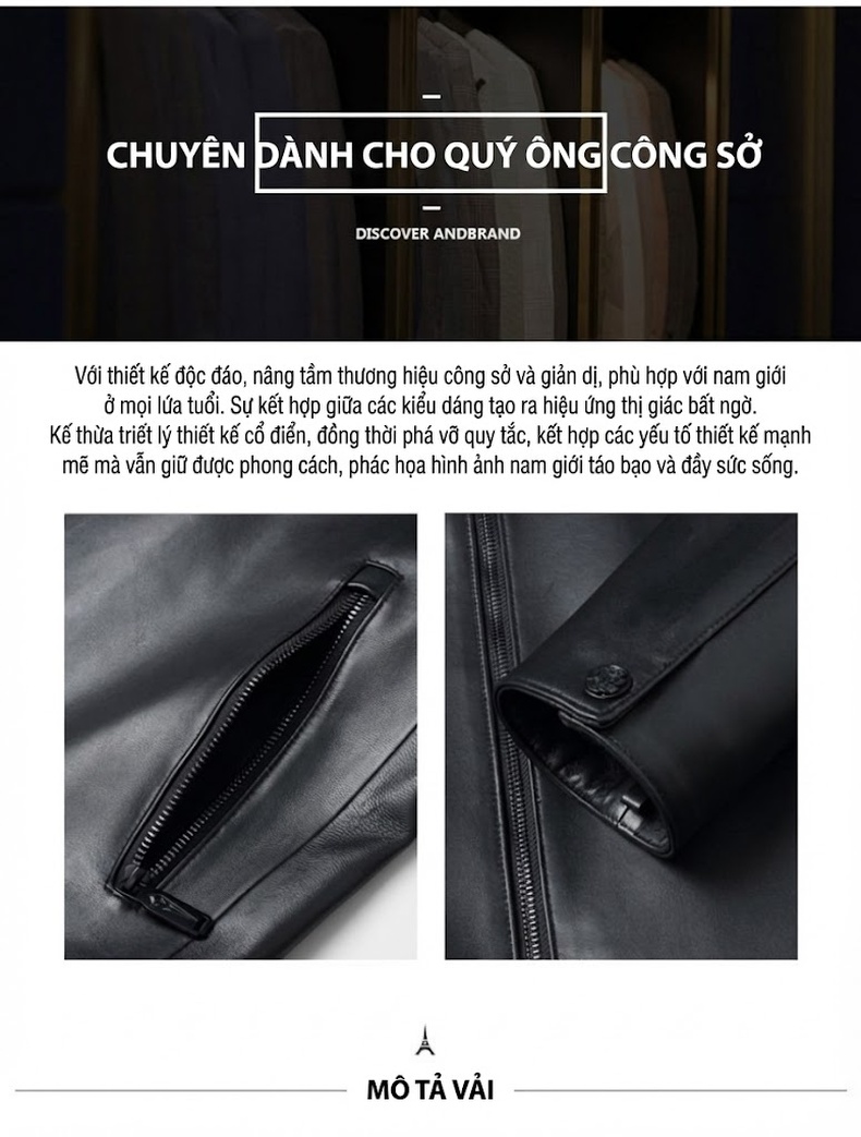 Áo Khoác Da Cừu Nam Dáng Bomber Có Mũ Trùm Đầu Phong Cách Thời Trang Màu Đen chi tiết 2