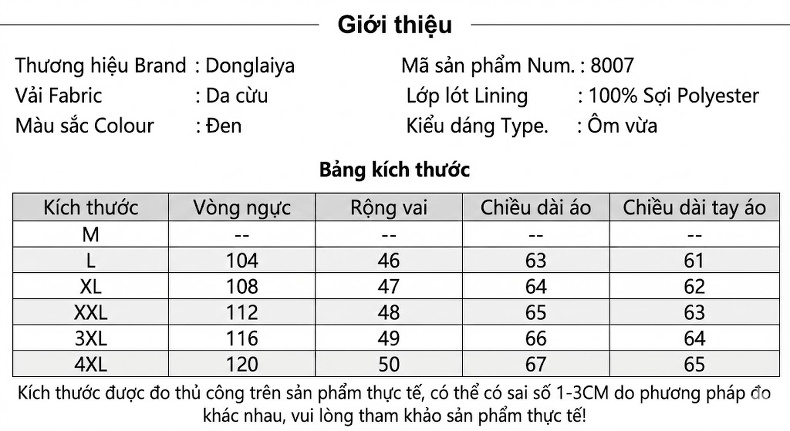 Áo Khoác Da Cừu Nam Dáng Ôm Cổ Trụ Màu Đen chi tiết 2