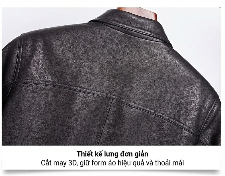 Áo Khoác Da Cừu Nam Ngắn Tay Dài Phong Cách Công Sở Màu Đen chi tiết 6
