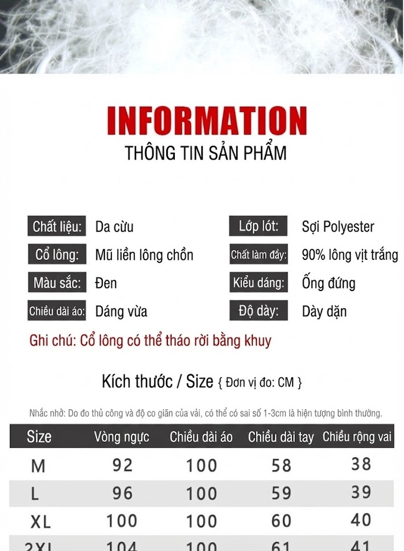 Áo Khoác Da Cừu Nữ Dáng Dài Có Mũ Lông Trùm Đầu Màu Đen chi tiết 4