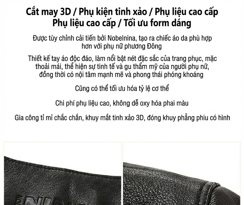 Áo Khoác Da Cừu Nữ Dáng Ngắn Eo Cao Màu Nâu chi tiết 7