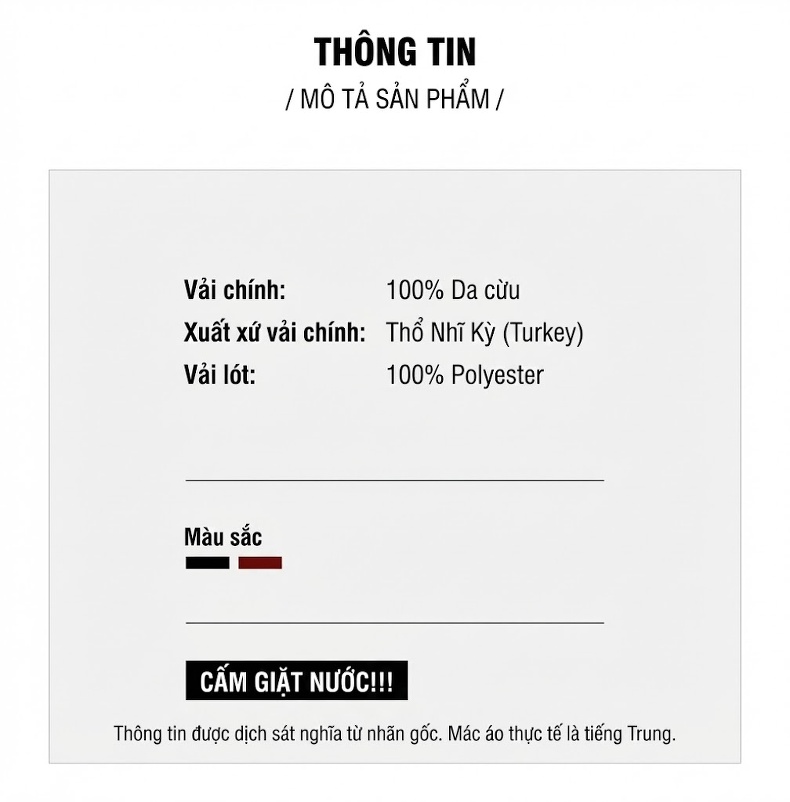 Áo Khoác Da Cừu Nữ Dáng Ngắn Ôm Dáng Phong Cách Moto Màu Đen chi tiết 5
