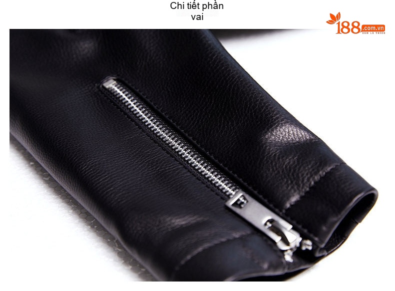 Áo Khoác Da Cừu Nữ Dáng Ngắn Ôm Dáng Phong Cách Moto Màu Đen chi tiết 15