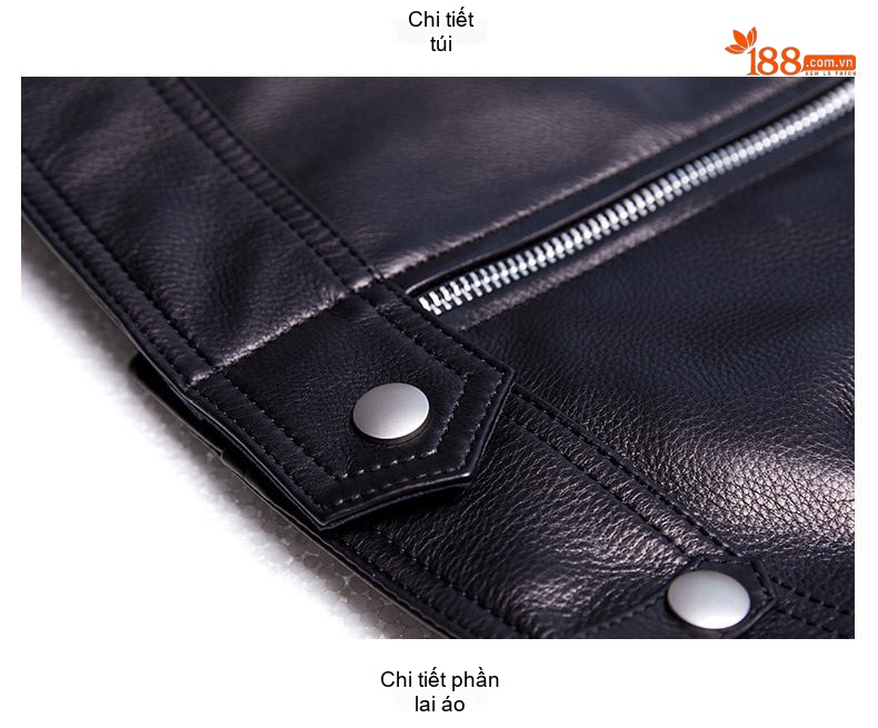 Áo Khoác Da Cừu Nữ Dáng Ngắn Ôm Dáng Phong Cách Moto Màu Đen chi tiết 18