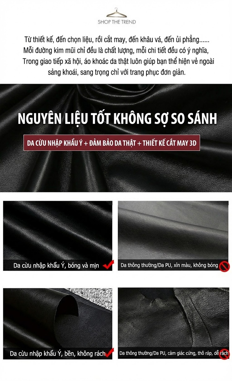 Áo Khoác Da Cừu Nữ Dáng Ngắn Phong Cách Moto Màu Đen chi tiết 21