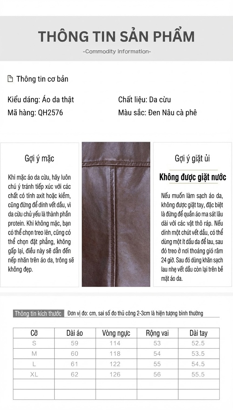 Áo Khoác Da Cừu Nữ Kiểu Bomber Ngắn Tay Dài Màu Nâu chi tiết 5