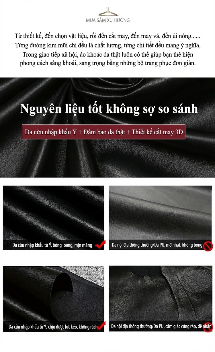 Áo Khoác Da Cừu Nữ Kiểu Bomber Ngắn Tay Dài Màu Nâu chi tiết 21