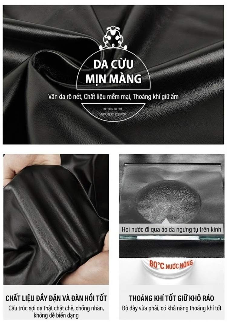Áo Khoác Da Cừu Thật Nữ Kiểu Motor Biker Dáng Ôm Cổ chữ Vest Ngắn Màu Đen chi tiết 4