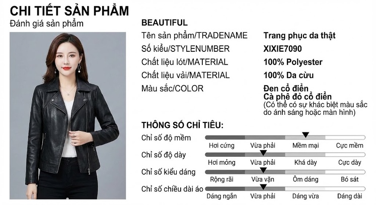 Áo Khoác Da Cừu Thuần Thực Vật Nữ Cổ Bẻ Túi Hộp Phong Cách Công Sở Màu Đen, Nâu Đỏ chi tiết 7