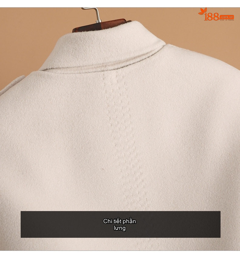 Áo Khoác Dạ Dáng Dài Nữ Hai Mặt Cổ chữ Vest Cape Tháo Rời Màu Đỏ, Kem, Nâu, Đen chi tiết 19
