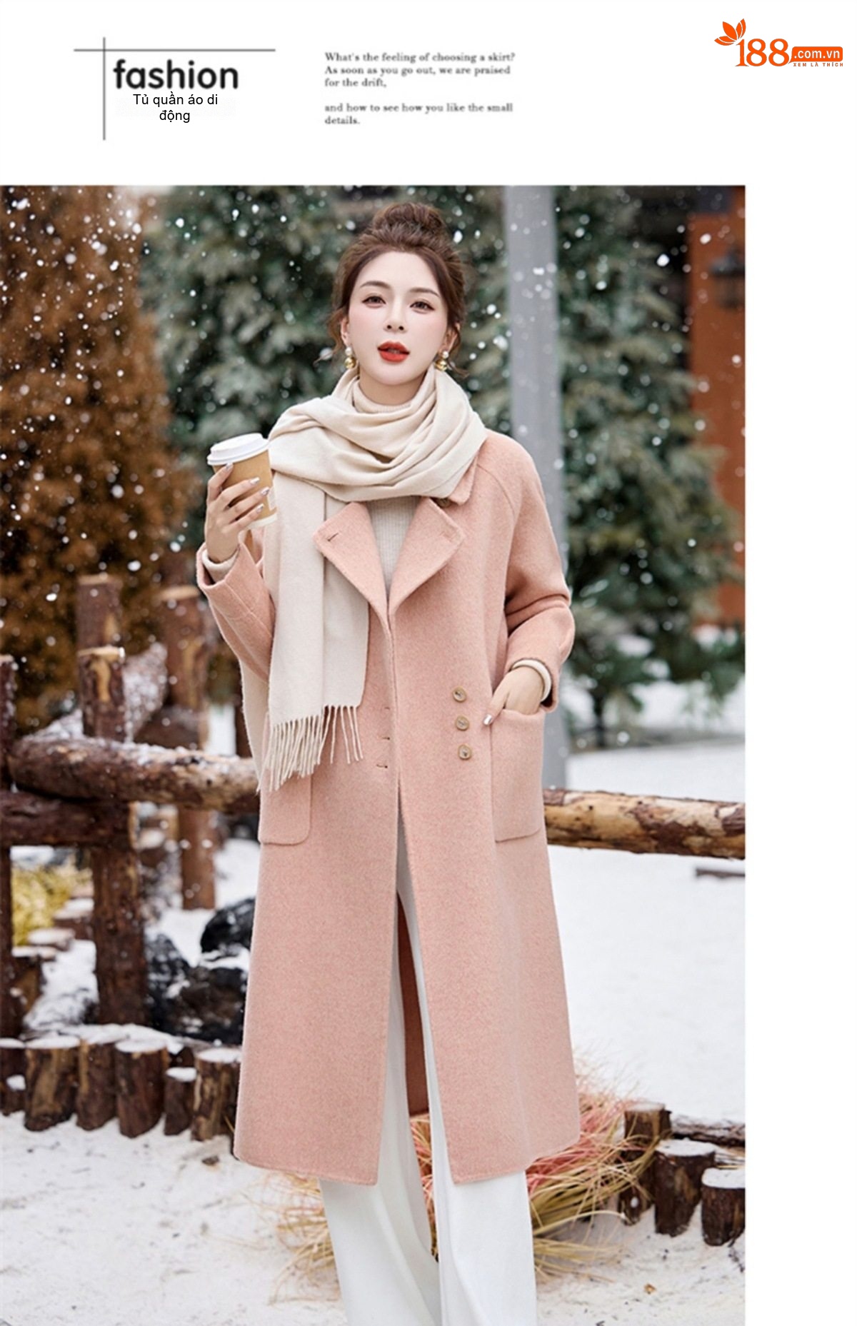 Áo Khoác Dạ Lông Cừu Hai Mặt Dáng Dài Phong Cách Hàn Quốc Màu Hồng, Xám, Kem chi tiết 21