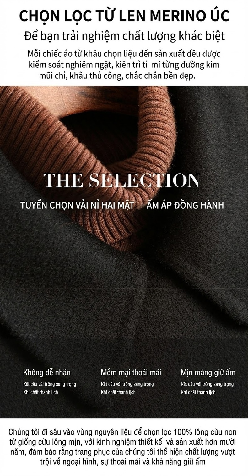 Áo Khoác Dạ Lông Cừu Hai Mặt Kiểu Ngắn Cao Cấp Cho Nữ Màu Đen, Nâu, Vàng Be, Xanh chi tiết 1