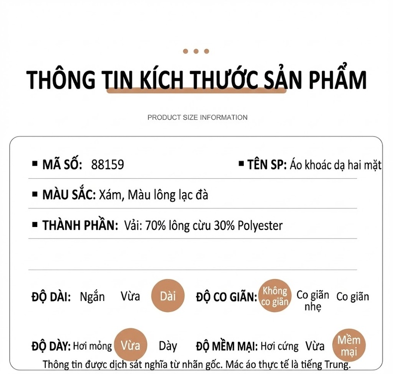 Áo Khoác Dạ Lông Cừu Nam Dáng Dài Hai Hàng Khuy Cổ chữ Vest Form Rộng Màu Xám, Nâu chi tiết 2