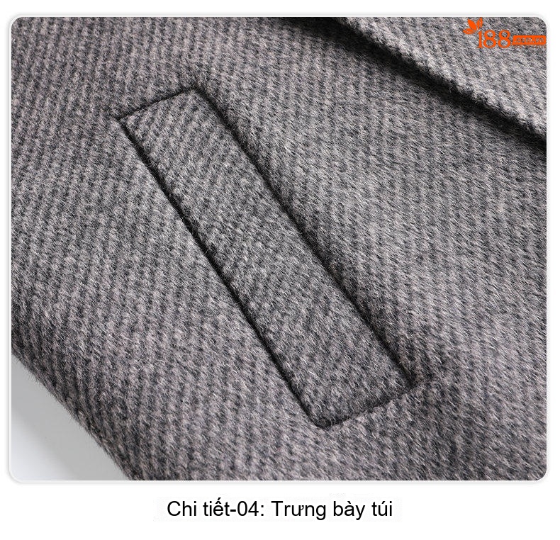 Áo Khoác Dạ Lông Cừu Nam Dáng Dài Hai Hàng Khuy Cổ chữ Vest Form Rộng Màu Xám, Nâu chi tiết 17