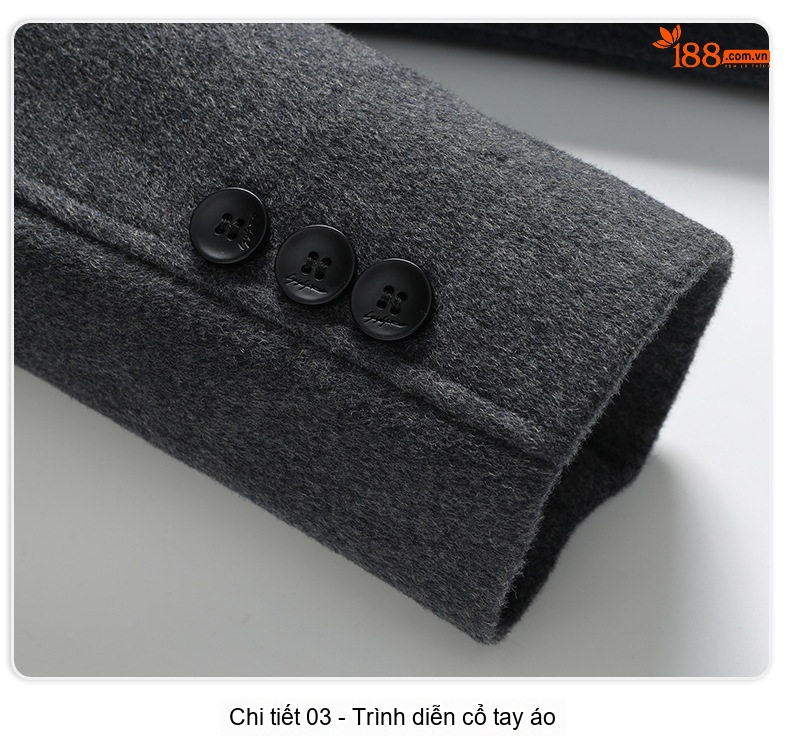 Áo Khoác Dạ Nam 100% Lông Cừu Dáng Dài Cổ chữ Vest Hai Hàng Khuy Màu Đen, Nâu, Xám chi tiết 23