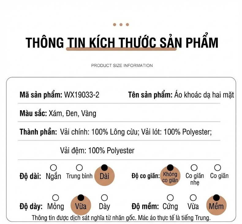 Áo Khoác Dạ Nam 100% Lông Cừu Dáng Dài Cổ chữ Vest Hai Hàng Khuy Màu Đen, Nâu, Xám chi tiết 14