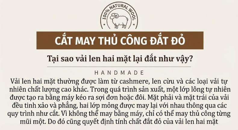 Áo Khoác Dạ Nam 100% Lông Cừu Dáng Dài Cổ chữ Vest Hai Hàng Khuy Màu Đen, Nâu, Xám chi tiết 6