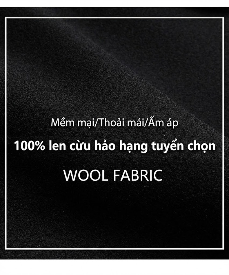Áo Khoác Dạ Nam 100% Lông Cừu Dáng Dài Qua Gối Màu Đen chi tiết 8
