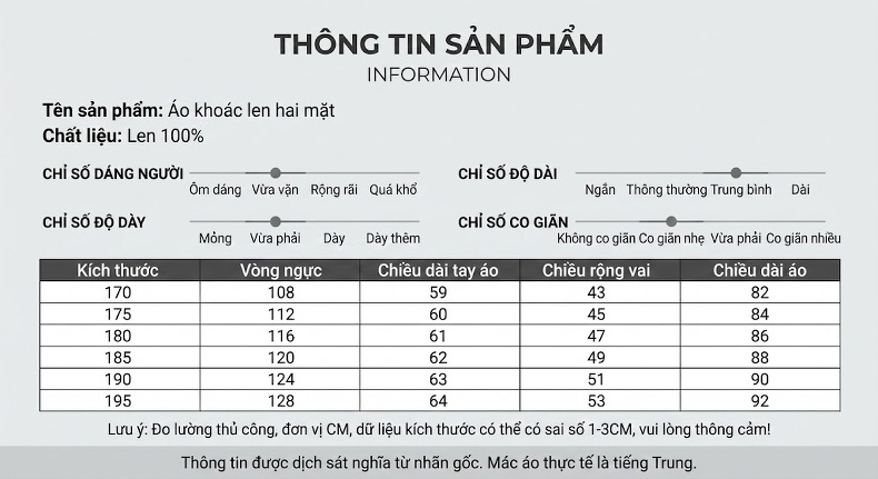Áo Khoác Dạ Nam 100% Lông Cừu Dáng Dài Vừa Có Mũ Màu Đen, Nâu, Xám chi tiết 8