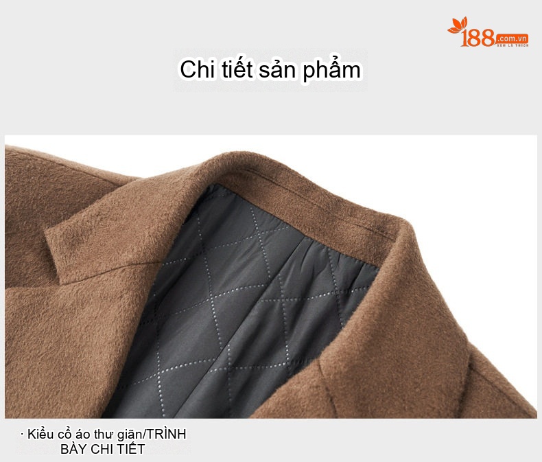 Áo Khoác Dạ Nam 100% Lông Cừu Dáng Ôm Vừa Vặn Màu Đen, Nâu, Xanh Navy chi tiết 24