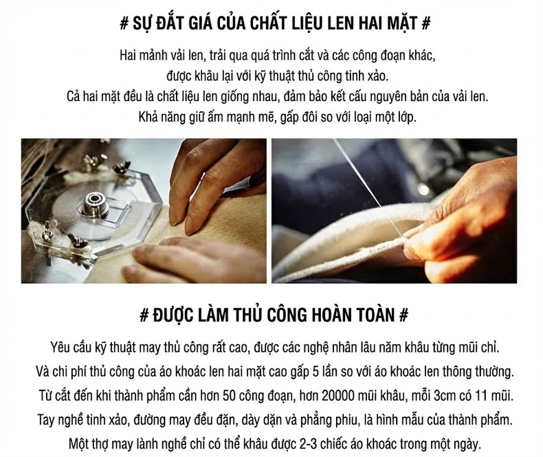 Áo Khoác Dạ Nam 100% Lông Cừu Dáng Vừa Màu Xám, Đen, Kem chi tiết 5