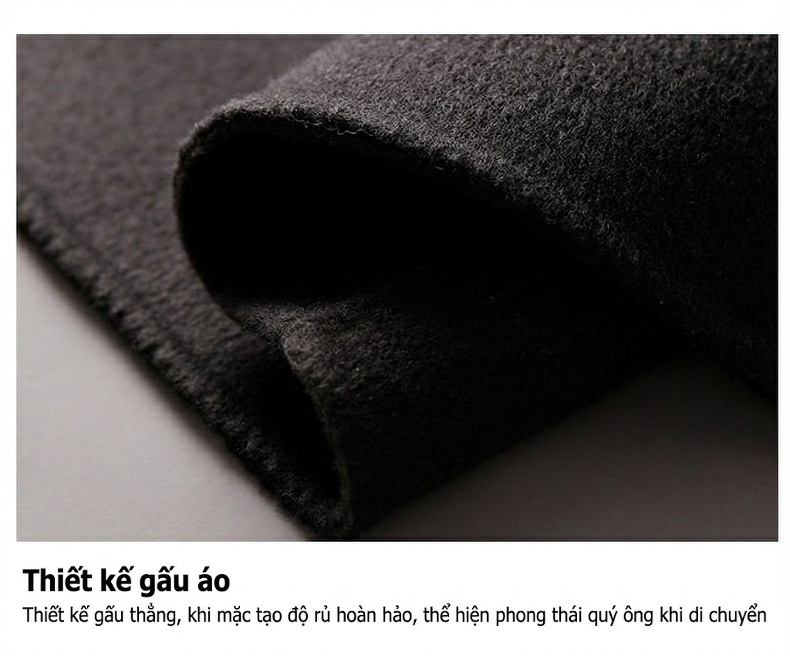 Áo Khoác Dạ Nam 100% Lông Cừu Dáng Vừa Màu Xám, Đen, Kem chi tiết 22
