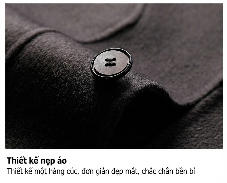 Áo Khoác Dạ Nam 100% Lông Cừu Dáng Vừa Màu Xám, Đen, Kem chi tiết 18