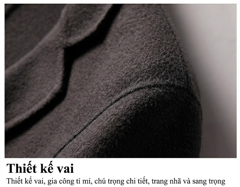 Áo Khoác Dạ Nam 100% Lông Cừu Dáng Vừa Màu Xám, Đen, Kem chi tiết 21