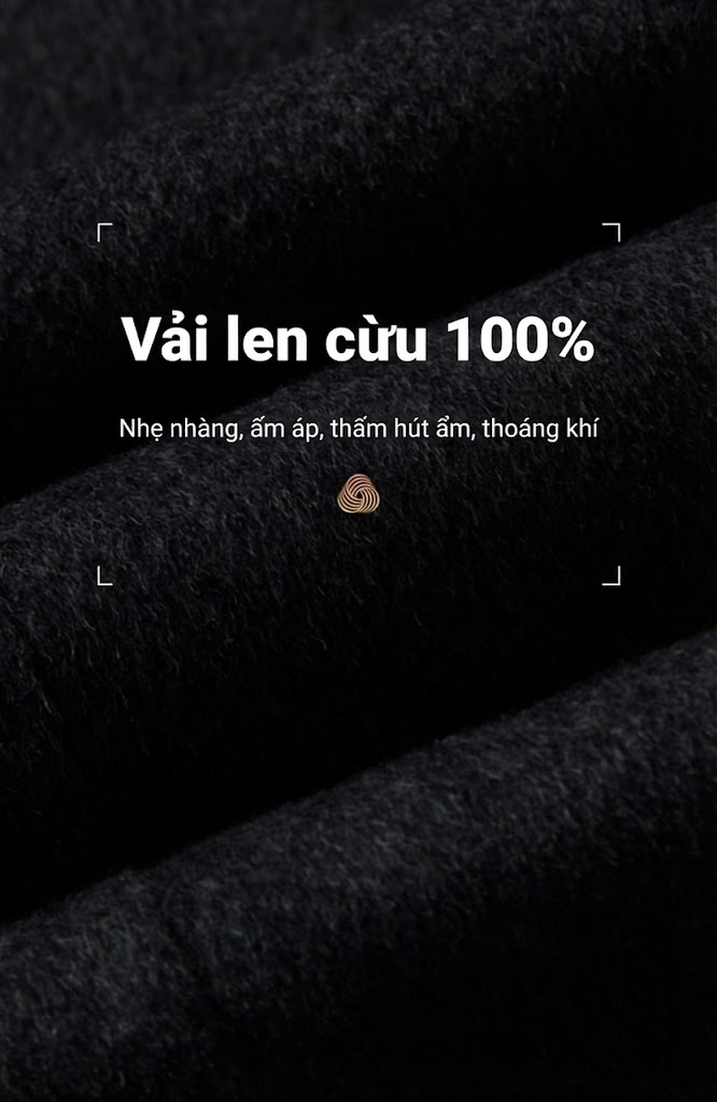 Áo Khoác Dạ Nam 100% Lông Cừu Hai Mặt Cúc Đôi Lót Lông Vũ Tháo Rời Màu Đen, Nâu chi tiết 3