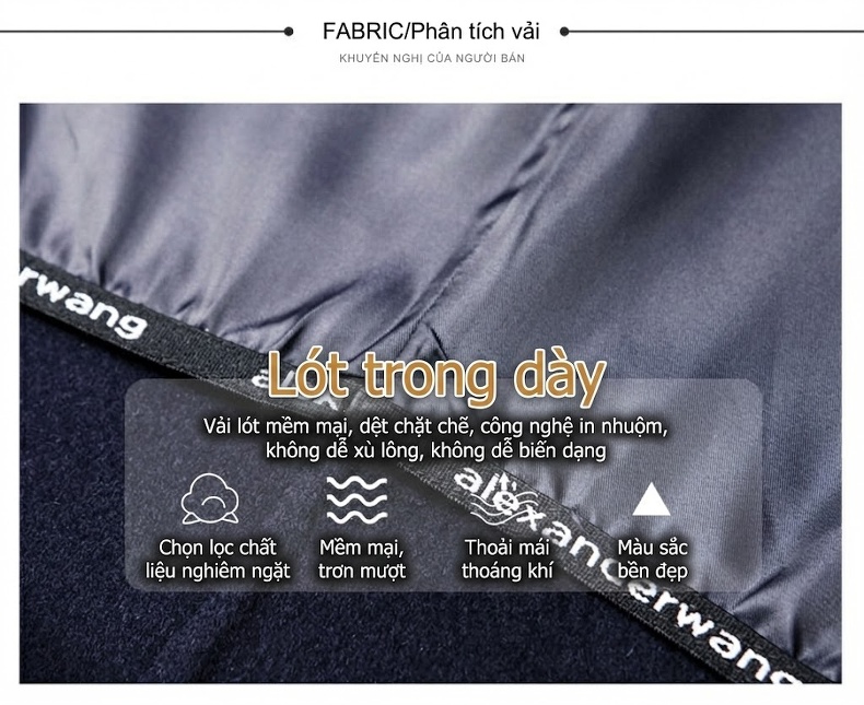 Áo Khoác Dạ Nam 100% Lông Cừu Hai Mặt Dáng Dài Qua Gối Cúc Đôi Phong Cách Lịch Lãm Màu Đen, Xanh Navy, Nâu chi tiết 3