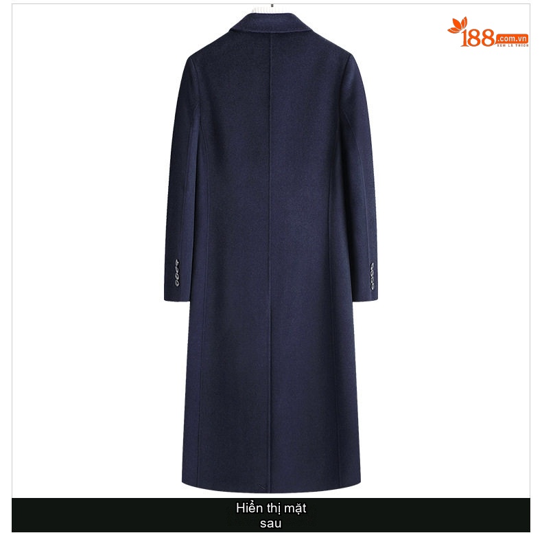 Áo Khoác Dạ Nam 100% Lông Cừu Hai Mặt Dáng Dài Qua Gối Cúc Đôi Phong Cách Lịch Lãm Màu Đen, Xanh Navy, Nâu chi tiết 15