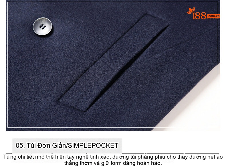 Áo Khoác Dạ Nam 100% Lông Cừu Hai Mặt Dáng Dài Qua Gối Cúc Đôi Phong Cách Lịch Lãm Màu Đen, Xanh Navy, Nâu chi tiết 21