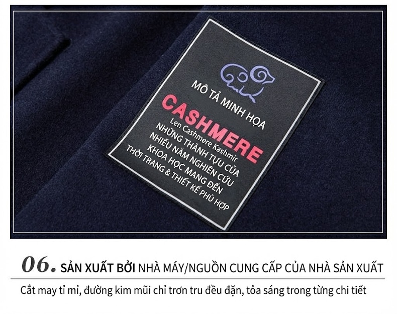 Áo Khoác Dạ Nam 100% Lông Cừu Hai Mặt Dáng Dài Qua Gối Cúc Đôi Phong Cách Lịch Lãm Màu Đen, Xanh Navy, Nâu chi tiết 22
