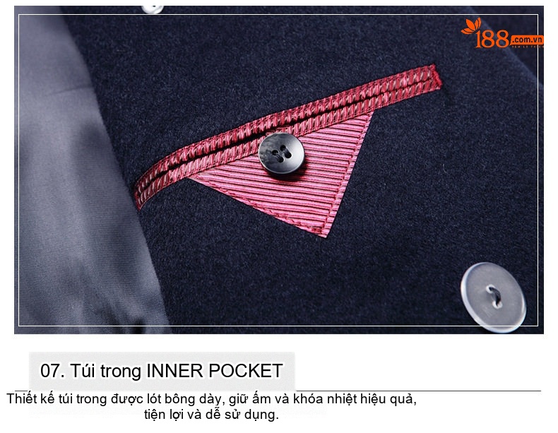 Áo Khoác Dạ Nam 100% Lông Cừu Hai Mặt Dáng Dài Qua Gối Cúc Đôi Phong Cách Lịch Lãm Màu Đen, Xanh Navy, Nâu chi tiết 23