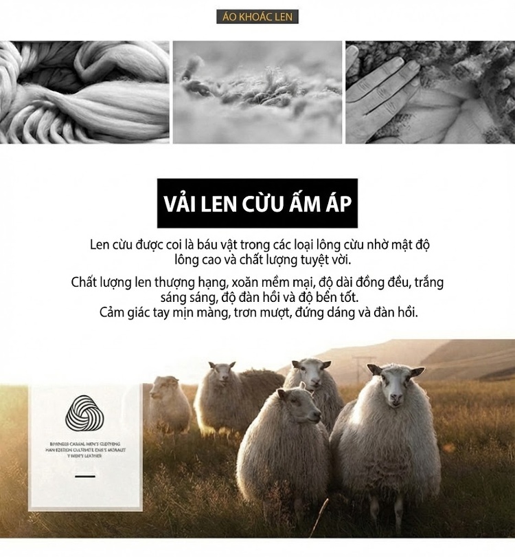 Áo Khoác Dạ Nam 100% Lông Cừu Lót Lông Vũ Tháo Rời Dáng Dài Màu Đen, Nâu chi tiết 3