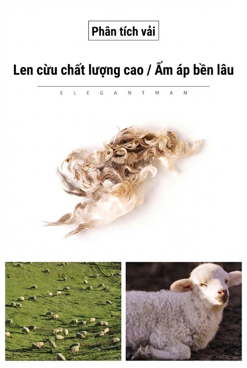 Áo Khoác Dạ Nam 100% Lông Cừu Ngắn Tay Dáng Vest Có Lớp Lót Lông Vũ Tháo Rời Màu Đen, Xám, Nâu chi tiết 8
