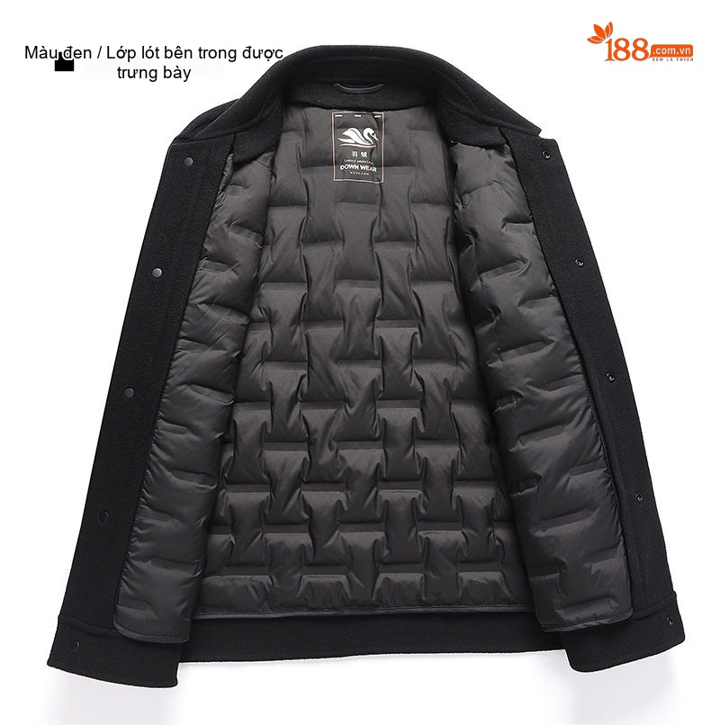 Áo Khoác Dạ Nam 100% Lông Cừu Ngắn Tay Dáng Vest Có Lớp Lót Lông Vũ Tháo Rời Màu Đen, Xám, Nâu chi tiết 13