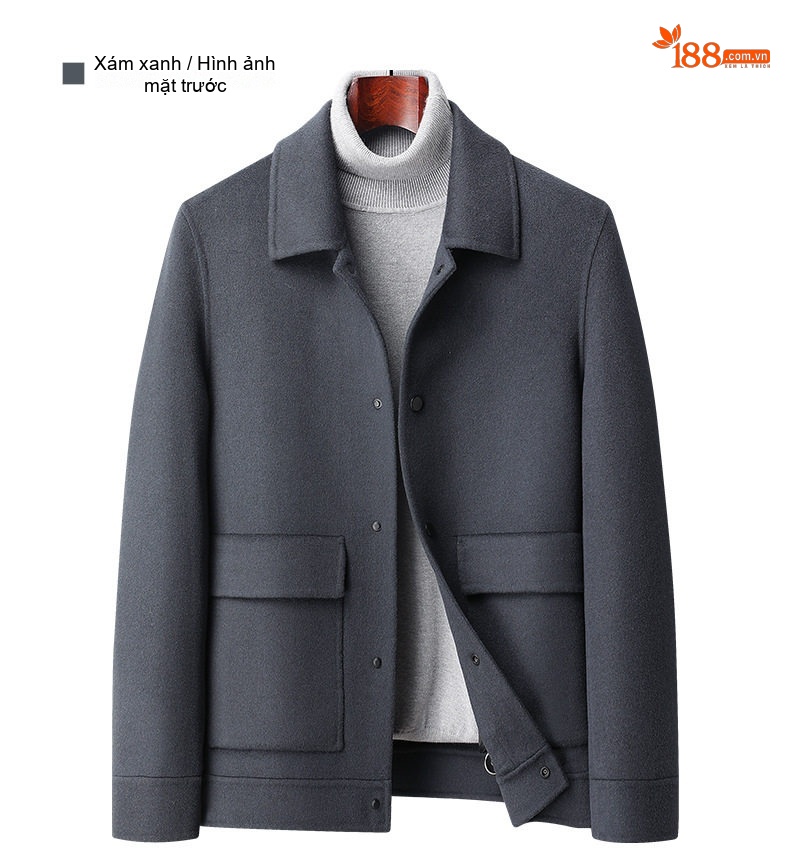 Áo Khoác Dạ Nam 100% Lông Cừu Ngắn Tay Dáng Vest Có Lớp Lót Lông Vũ Tháo Rời Màu Đen, Xám, Nâu chi tiết 20