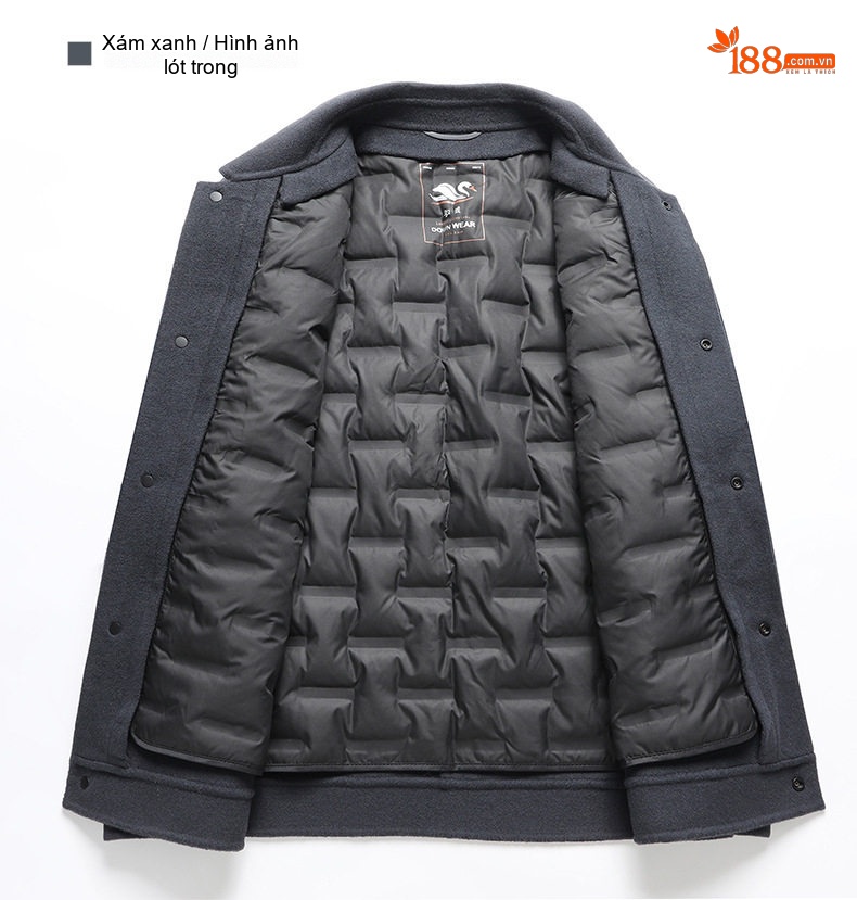 Áo Khoác Dạ Nam 100% Lông Cừu Ngắn Tay Dáng Vest Có Lớp Lót Lông Vũ Tháo Rời Màu Đen, Xám, Nâu chi tiết 21