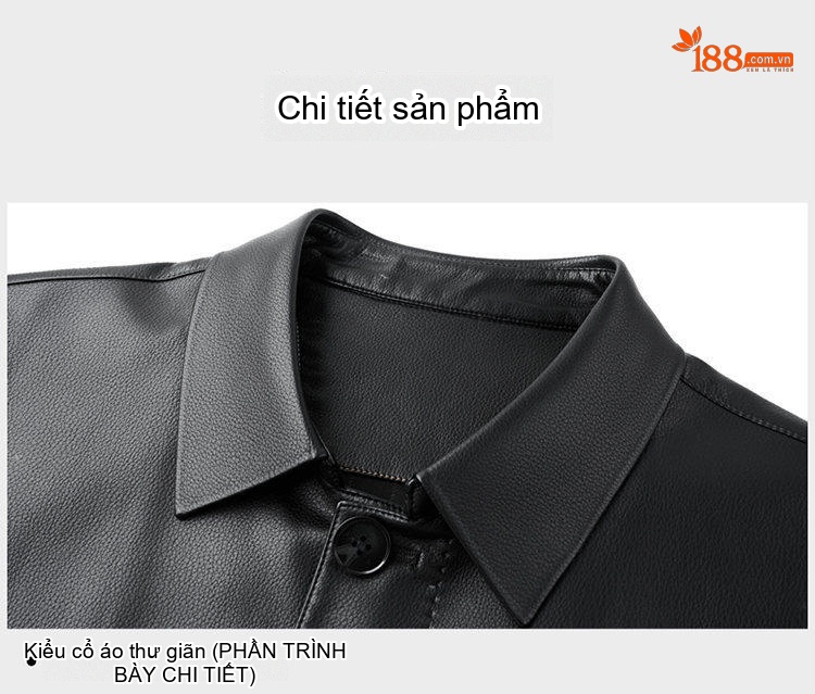 Áo Khoác Da Nam Cổ Bẻ Dáng Ôm Vừa Màu Đen, Nâu chi tiết 19